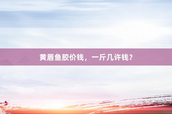 黄唇鱼胶价钱，一斤几许钱？